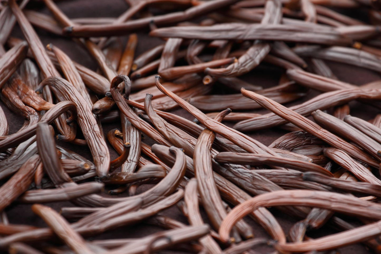 Stack of organic vanilla beans.